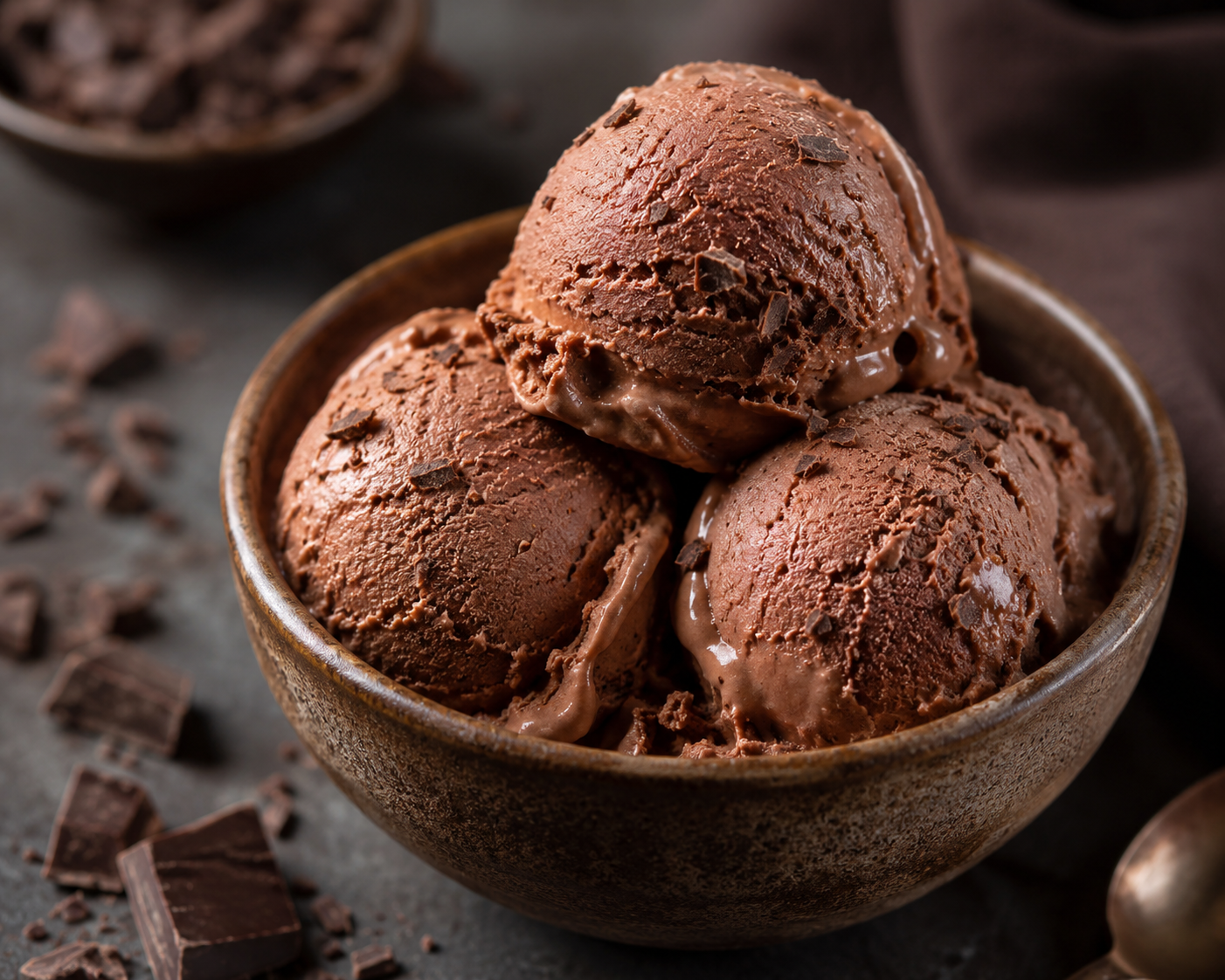  three scoops of home made chocolate ice cream